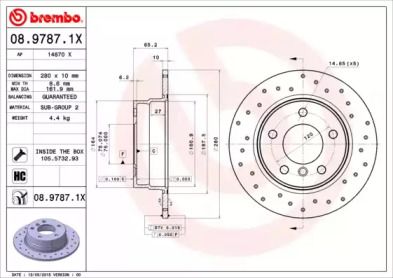 Перфорированный тормозной диск Brembo 08.9787.1X.