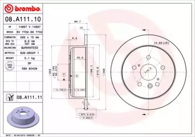 Тормозной диск на Лексус РХ  Brembo 08.A111.11.