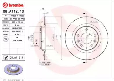 Гальмівний диск Brembo 08.A112.11.