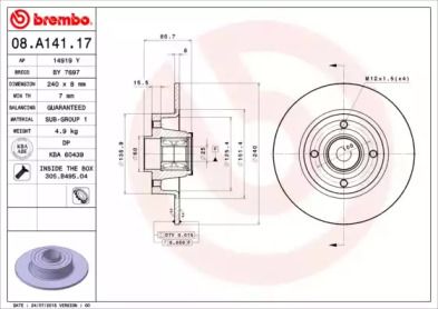Тормозной диск Brembo 08.A141.17.