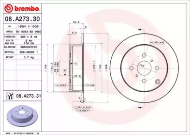 Тормозной диск Brembo 08.A273.31.