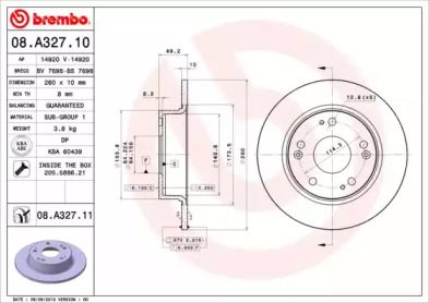 Тормозной диск Brembo 08.A327.11.