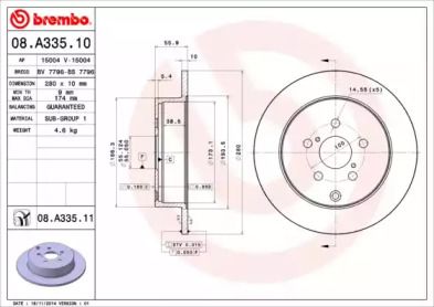 Гальмівний диск Brembo 08.A335.10.