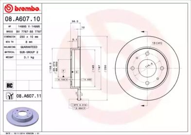 Гальмівний диск Brembo 08.A607.11.