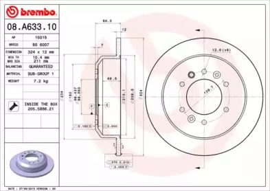 Тормозной диск Brembo 08.A633.10.