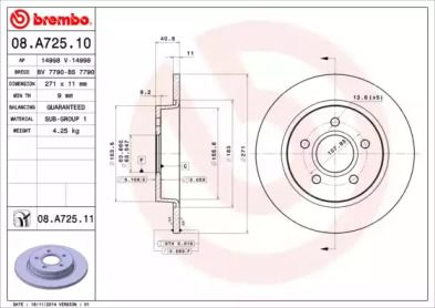 Тормозной диск Brembo 08.A725.10.