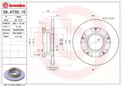 Тормозной диск Brembo 08.A730.10.