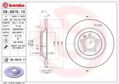Тормозной диск Brembo 08.A816.11.