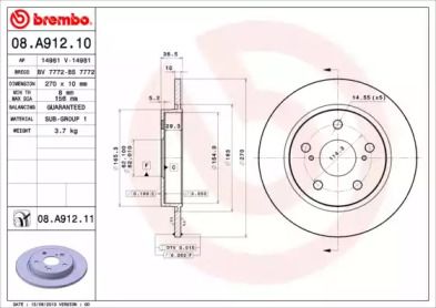 Гальмівний диск Brembo 08.A912.10.