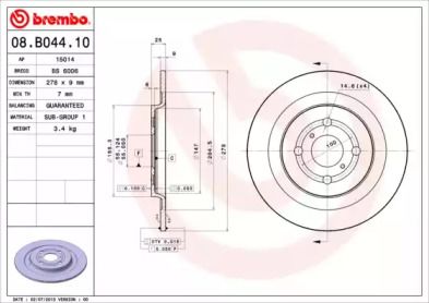 Гальмівний диск на Daihatsu Charade  Brembo 08.B044.10.