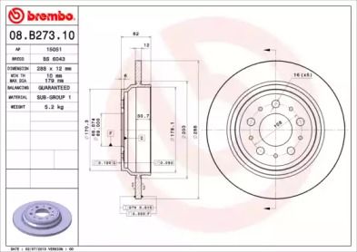 Тормозной диск на Вольво С70  Brembo 08.B273.10.