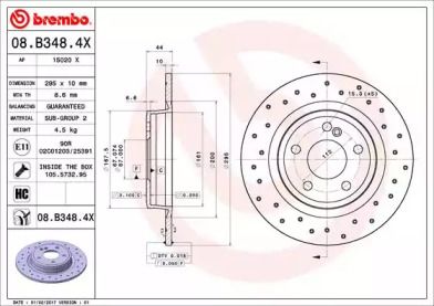 Перфорированный тормозной диск Brembo 08.B348.4X.