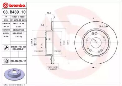 Тормозной диск на Хонда Аккорд 7 Brembo 08.B439.11.