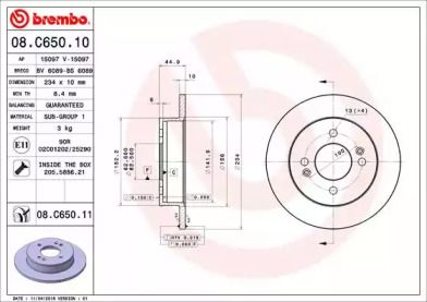 Тормозной диск Brembo 08.C650.11.