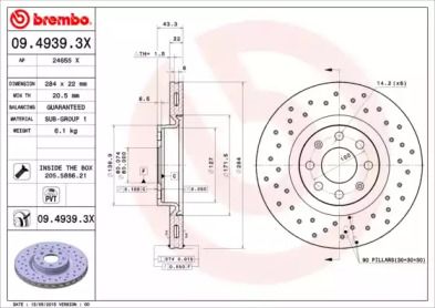 Тормозной диск Brembo 09.4939.3X.