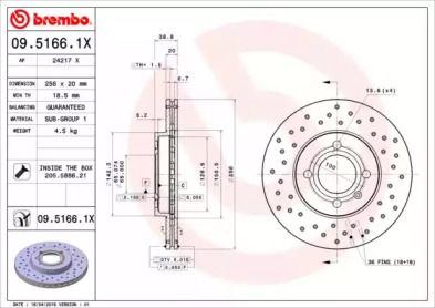 Тормозной диск Brembo 09.5166.1X.