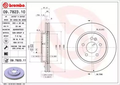 Вентилируемый тормозной диск Brembo 09.7823.11.