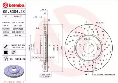 Тормозной диск Brembo 09.8304.2X.