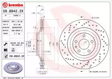 Тормозной диск Brembo 09.8842.2X.