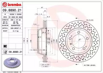 Тормозной диск Brembo 09.8890.21.
