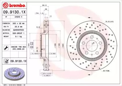Тормозной диск Brembo 09.9130.1X.