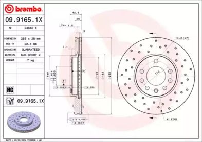 Тормозной диск Brembo 09.9165.1X.