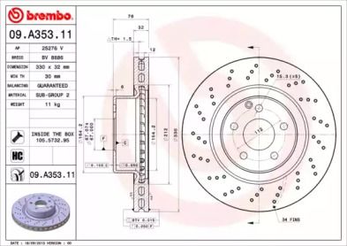 Тормозной диск Brembo 09.A353.11.