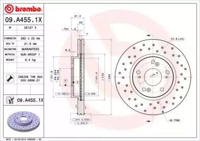 Тормозной диск Brembo 09.A455.1X.