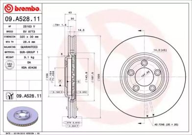 Вентилируемый тормозной диск Brembo 09.A528.11.
