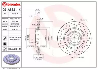 Тормозной диск Brembo 09.A652.1X.
