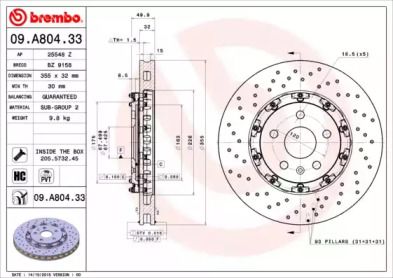 Гальмівний диск на Сааб 9-5  Brembo 09.A804.33.