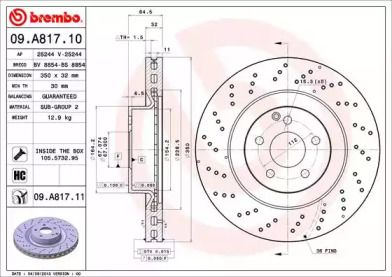 Гальмівний диск на Мерседес СЛ  Brembo 09.A817.11.