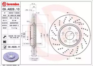 Гальмівний диск Brembo 09.A828.11.