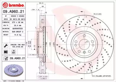 Гальмівний диск Brembo 09.A960.21.