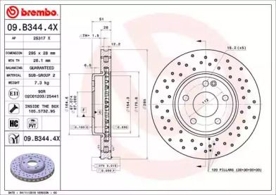 Тормозной диск Brembo 09.B344.4X.