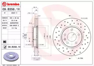 Тормозной диск на Шевроле Орландо  Brembo 09.B356.1X.