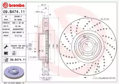 Тормозной диск Brembo 09.B474.11.