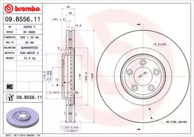 Вентилируемый тормозной диск на Ягуар Ф-тайп  Brembo 09.B556.11.