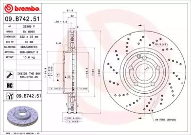 Гальмівний диск Brembo 09.B742.51.