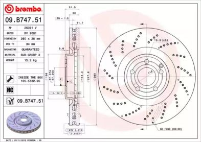 Гальмівний диск Brembo 09.B747.51.