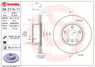Вентилируемый тормозной диск Brembo 09.C114.11.