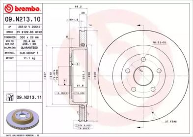Вентильований гальмівний диск Brembo 09.N213.11.