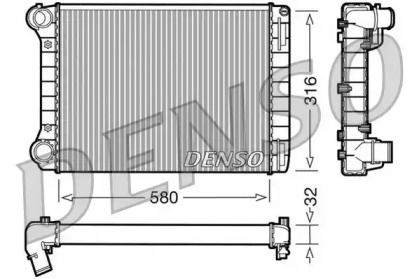 Алюминиевый радиатор охлаждения двигателя на Фиат Пунто  Denso DRM09101.