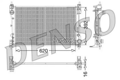 Алюминиевый радиатор охлаждения двигателя на Fiat Grande Punto  Denso DRM09115.