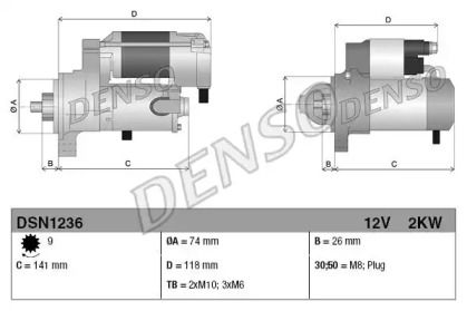 Стартер на Toyota Land Cruiser  Denso DSN1236.