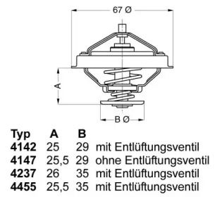 Термостат, охолоджуюча рідина на Фольксваген ЕОС  Wahler 4455.80D.