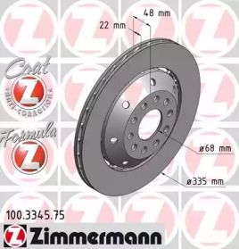 Вентилируемый тормозной диск Otto Zimmermann 100.3345.75.