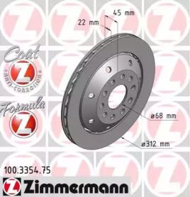 Вентилируемый тормозной диск на Ауди A4  Otto Zimmermann 100.3354.75.