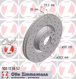 Вентилируемый тормозной диск с перфорацией Otto Zimmermann 100.1238.52.