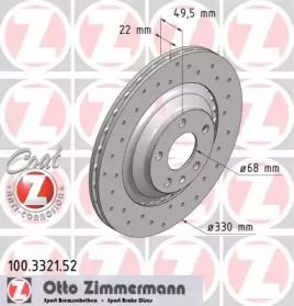 Перфорований гальмівний диск на Audi A6 C6 Otto Zimmermann 100.3321.52.